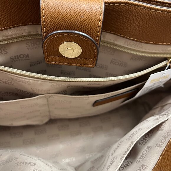 Michael Kors Kellen Medium Leather Satchel Brown - NWT - Picture 15 of 15